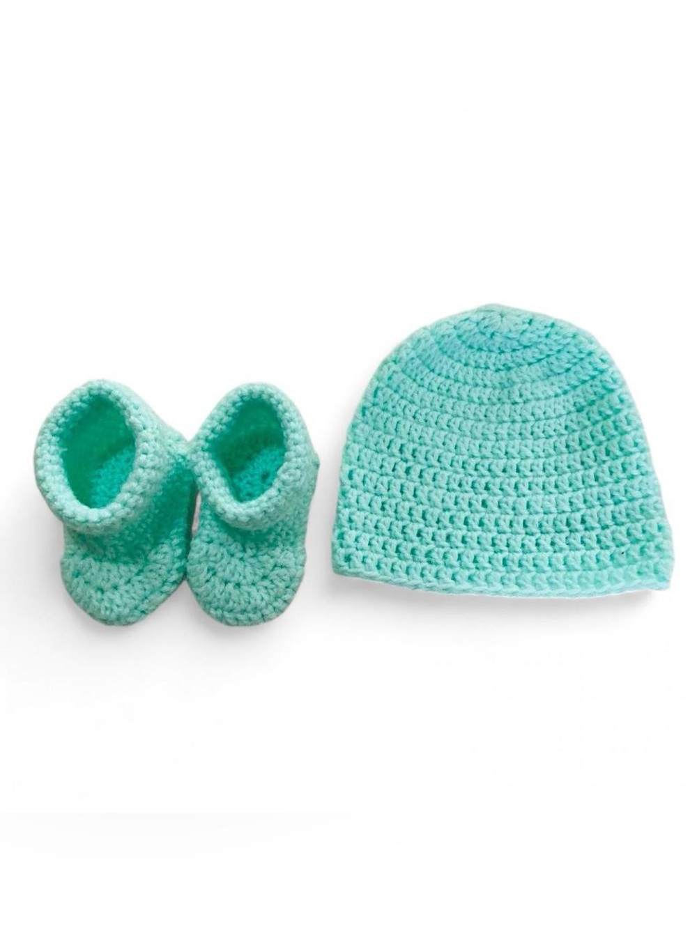 Crochet Baby Hat and Booties Set in Mint
